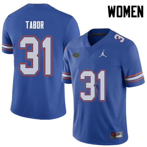 NCAA Florida Gators Teez Tabor Women's #31 Jordan Brand Royal Stitched Authentic College Football Jersey BFE8164PU
